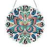 (US Only)2D Flat DIY Butterfly 5D Diamond Painting Hanging Clock for Living Room Decor