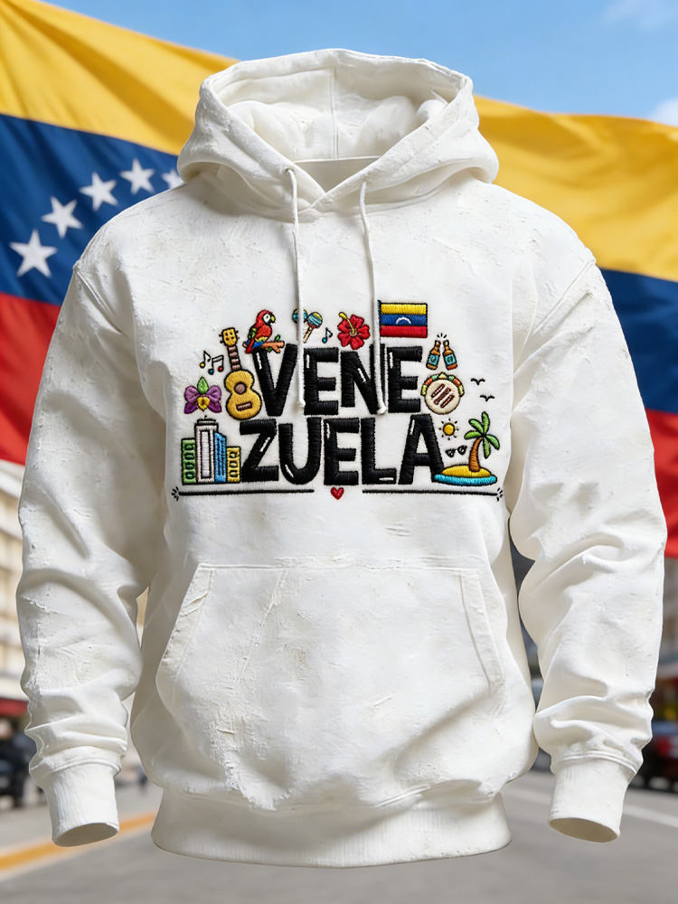 Unisex Venezuelan Colorful Slogan Hooded Sweatshirt artswardrobe