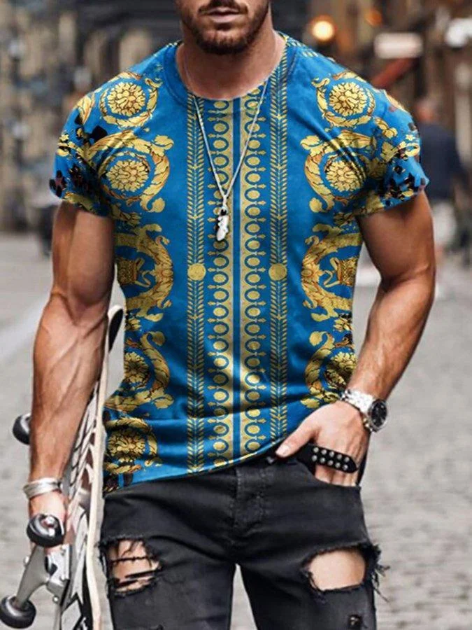 men's casual printing short sleeve