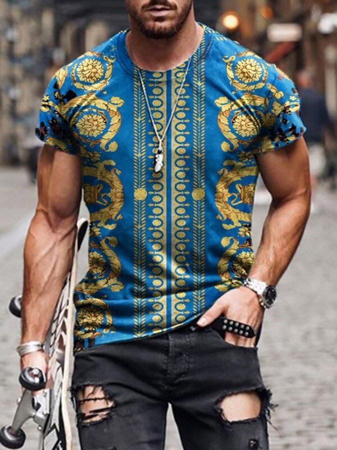 men's casual printing short sleeve