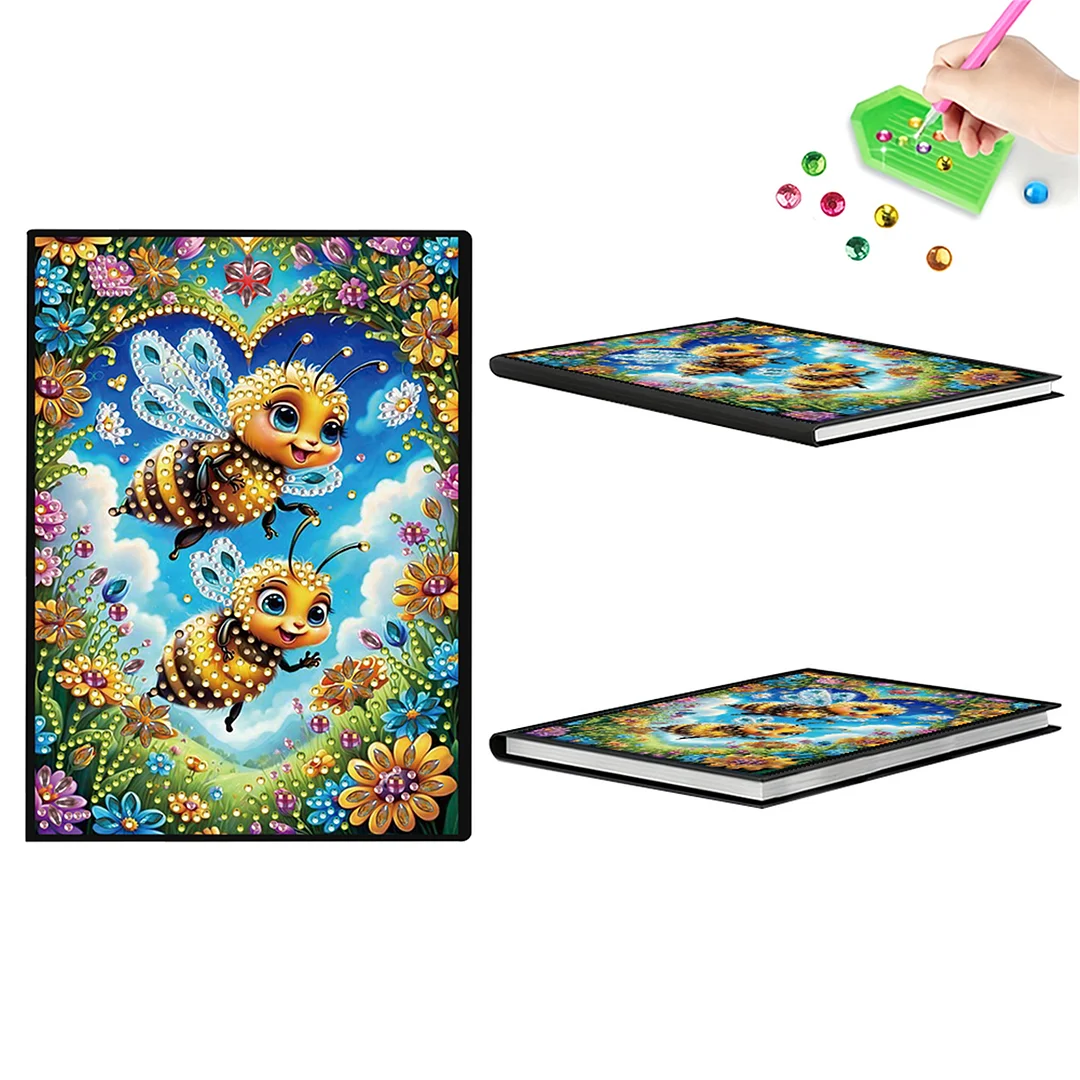 2pcs Bee Partial DIY 50 Pages A5 Diamond Painting Notebook for Study Drawing