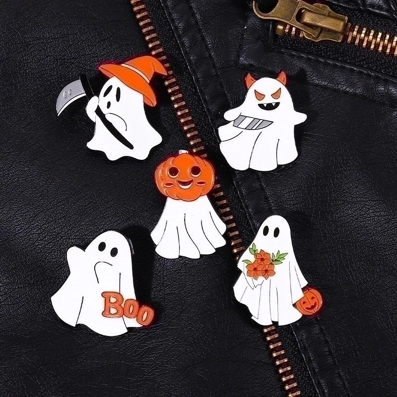 Cartoon Style Ghost Alloy Stoving Varnish Plating Kid’S Brooches