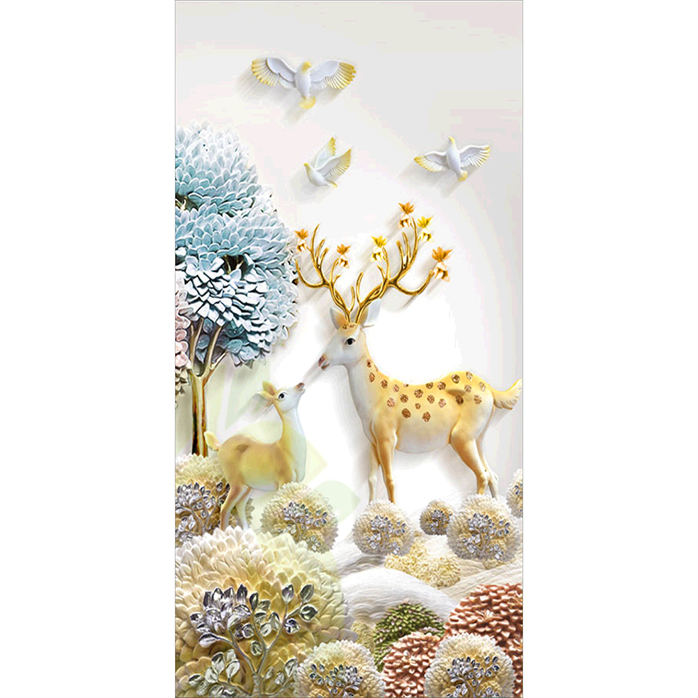 

45*85CM - Round Drill Diamond Painting - Deer, 501 Original