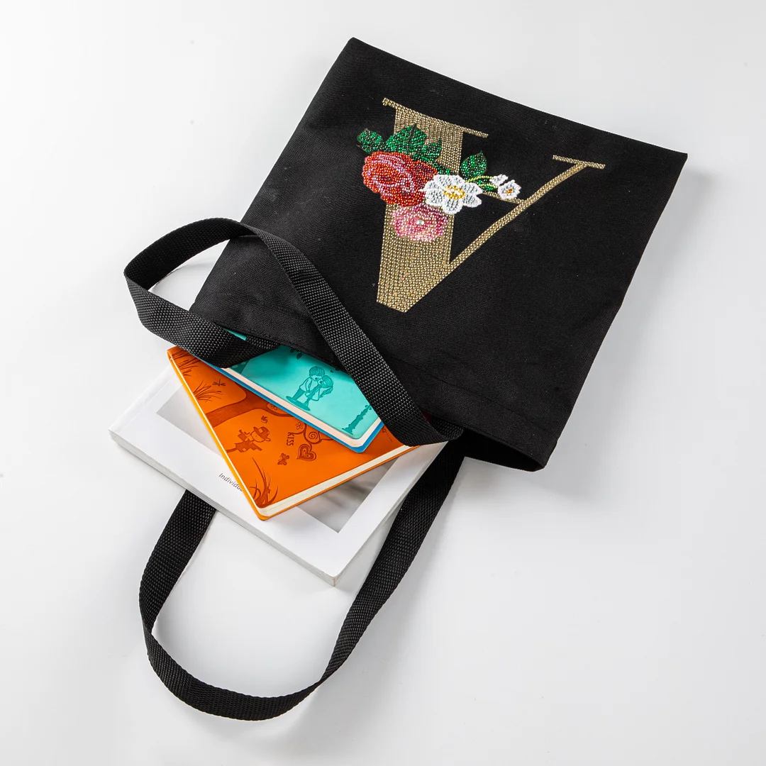 DIY Diamonds Painting Handbag Linen Shopping Bag Portable Fashion for Work