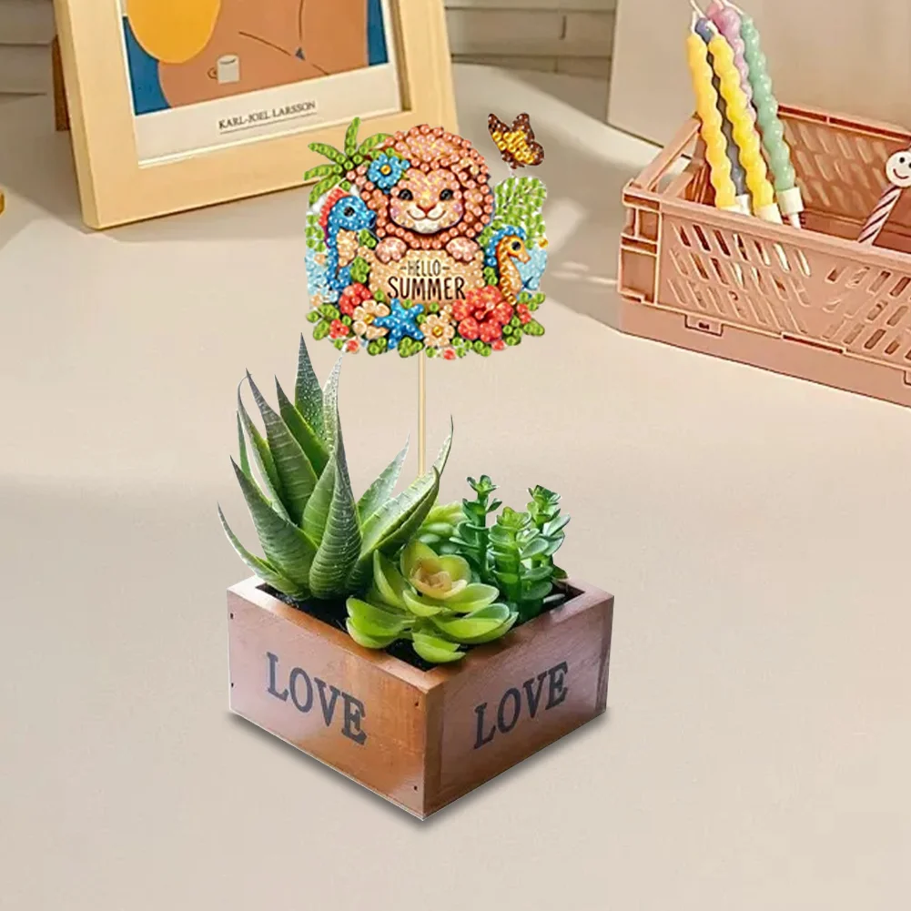 6Pcs DIY Stakes Diamond Painting Kits Diamond Art Kits (Summer Animals)