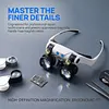 Jewelers Magnifying Glass with LED & Interchangeable Lens High-Definition Magnifying Glass 2X 4X 6X 10X 13X Lenses Head-Mounted Magnifier For Mechanical & Jewelry Appraisal