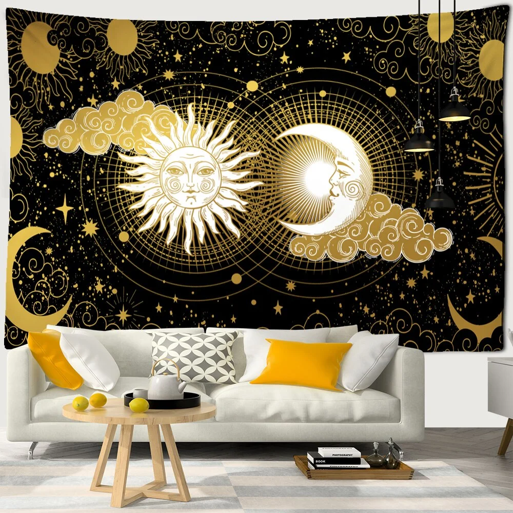 Fantasy Sun And Moon Tapestry Wall Hanging Bohemian Hippie Tapiz Psychedelic Witchcraft Children's Room Home Decor