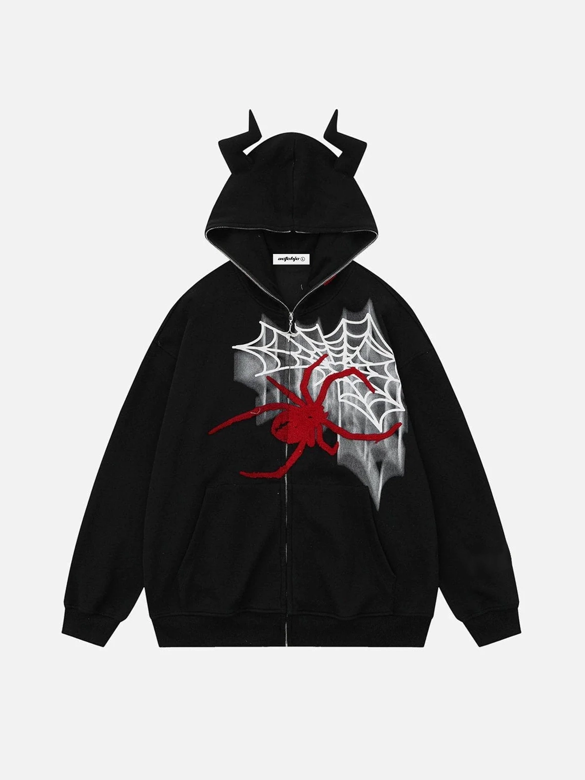 Black Horn Spider Zip Up Hoodie Front