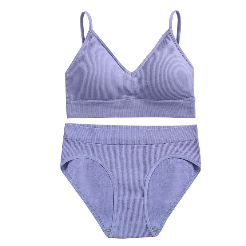 Seamless Women Bra Panty Sexy Set Bralette Sets Fitness Crop Top Underwear Backless Lingerie Padded Intimates Bras Suit Girl