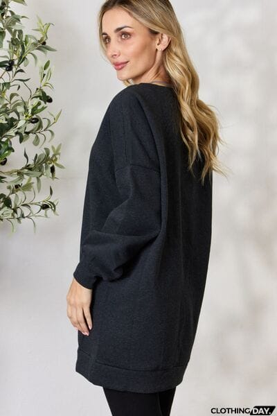 Zenana Oversized Longline Top with Pockets