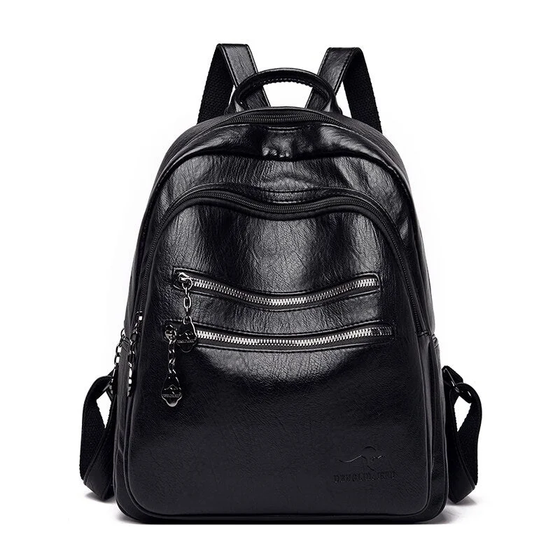 High Quality Leather Women Backpack Casual Student Backpack Large Capacity Travel Backpack School Bags for Teenage Girls Mochila
