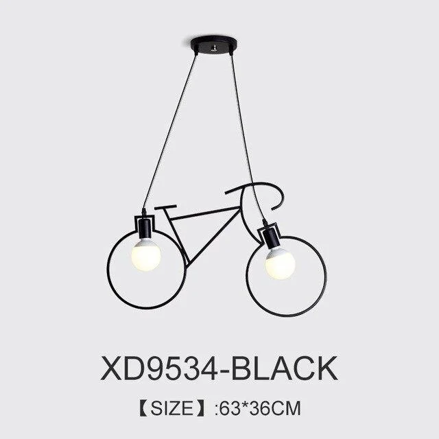Modern Bicycle Decor LED Pendant Lights For Living Room Kitchen Coffee Lustre Pendente Hanging Lamp Nordic Vintage Light