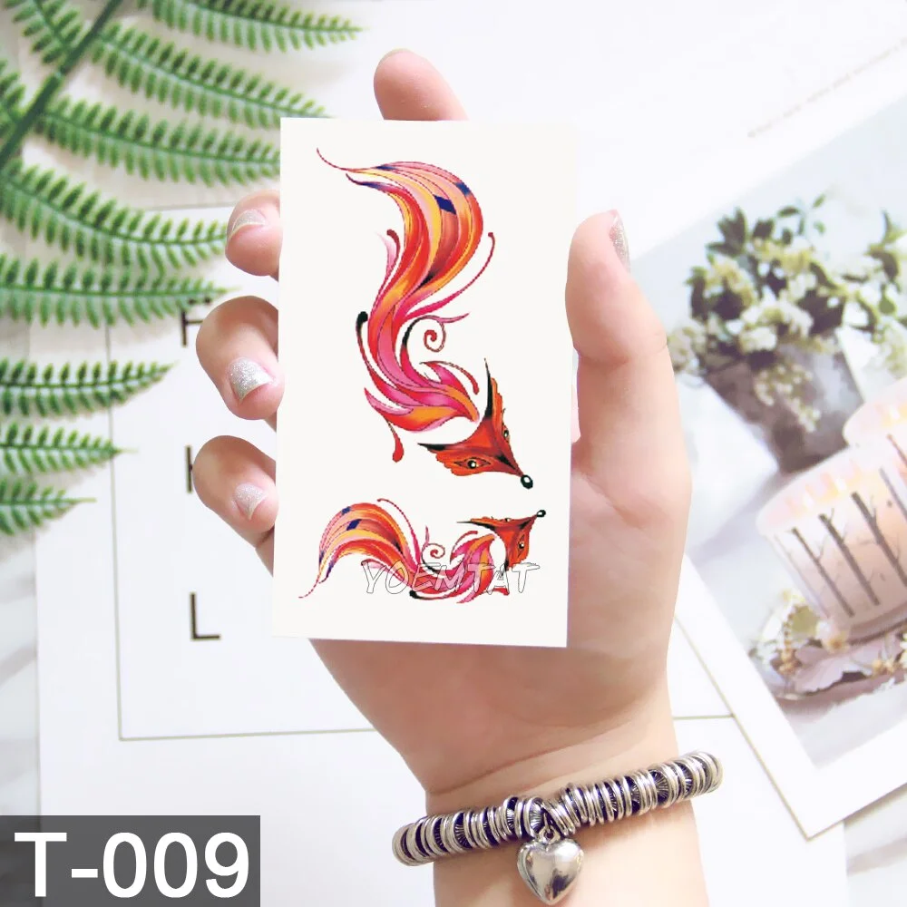 Sdrawing Temporary Tattoo Sticker Lotus Colorful Feather Leaves Butterfly Flash Tatoo Female 3D Body Art Child Fake Tatto Male