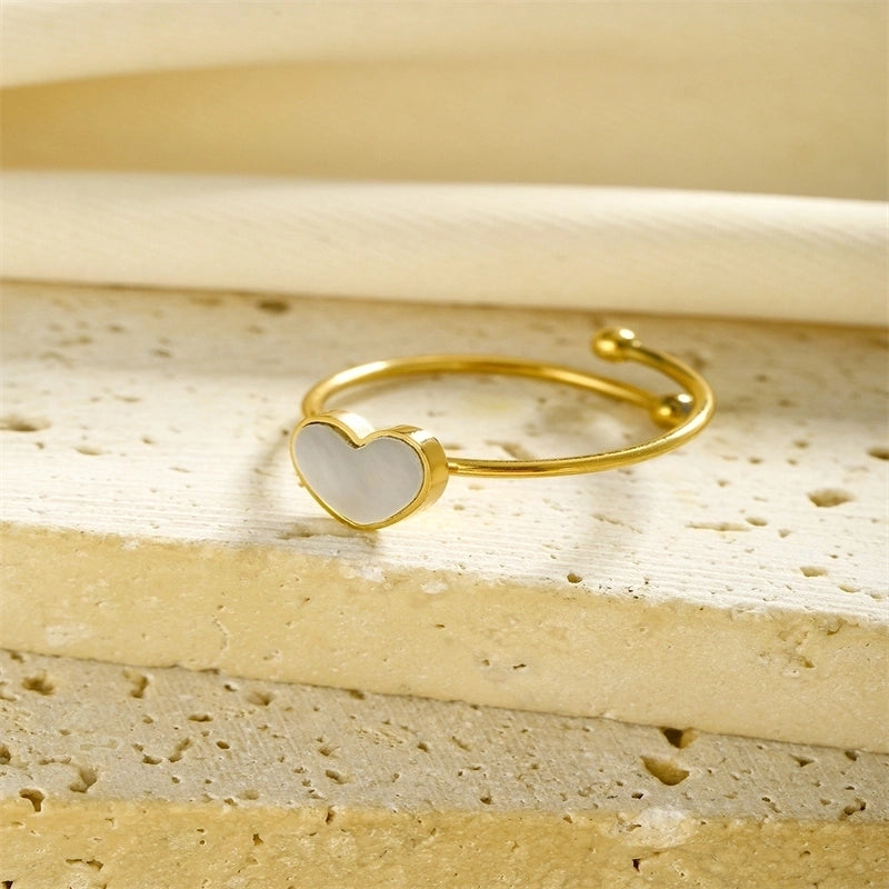 Elegant Luxurious Minimalist Heart Shape 304 Stainless Steel 18K Gold Plated Stainless Steel Rings