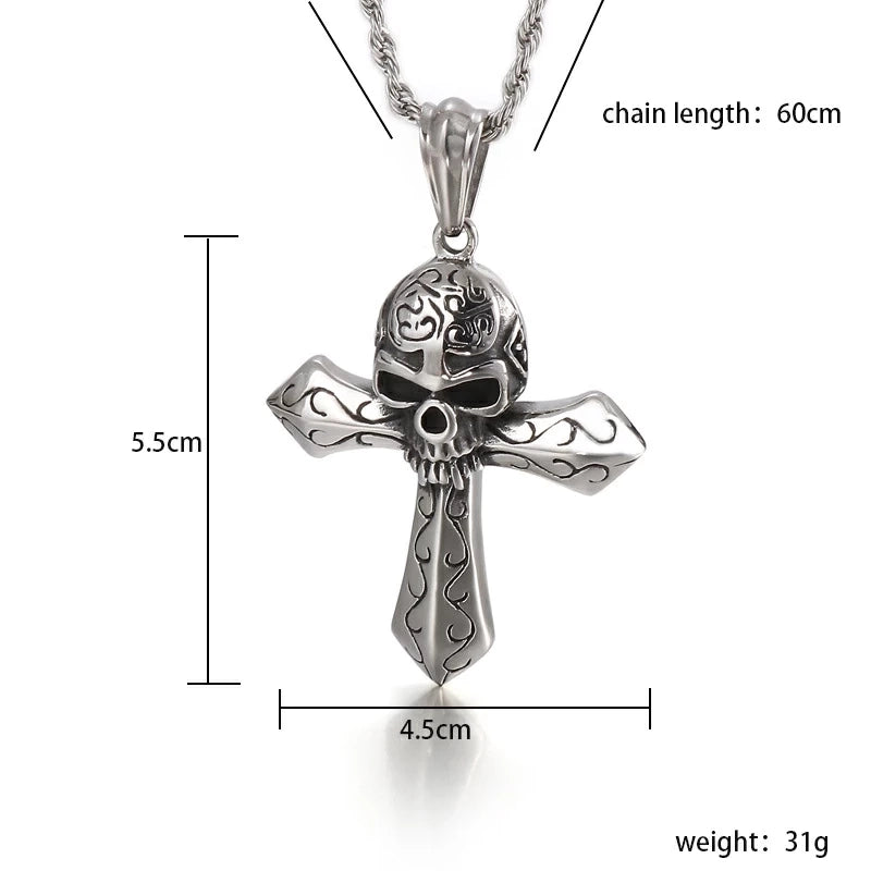 Retro Punk Skull Alloy Iron Halloween Men’S Pendant Necklace