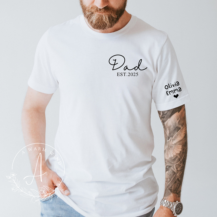 Custom Father's Day Shirt With Kids Names,Gift For Husband