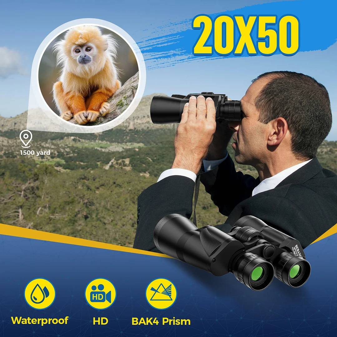 BEBANG 20X50 Binoculars for Adults, HD High Powered Binoculars, Waterproof Binoculars for Bird Watching Hunting Camping