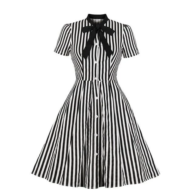 Stripe Midi Dress With Bow