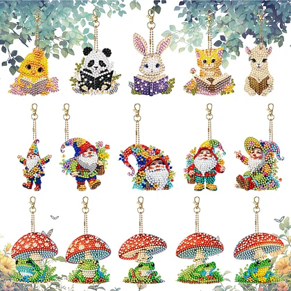 Beebeecraft SUNNYCLUE Diamond Painting Keyrings Dogs 5D Special Diamond Painting Keychain Kits Bag Backpack Keyring Mosaic Making for Kids