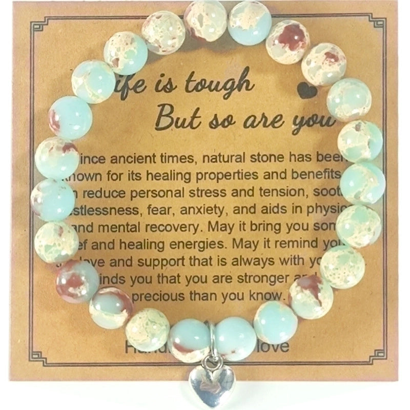 2 Pieces Retro Geometric Natural Stone Handmade Bracelets