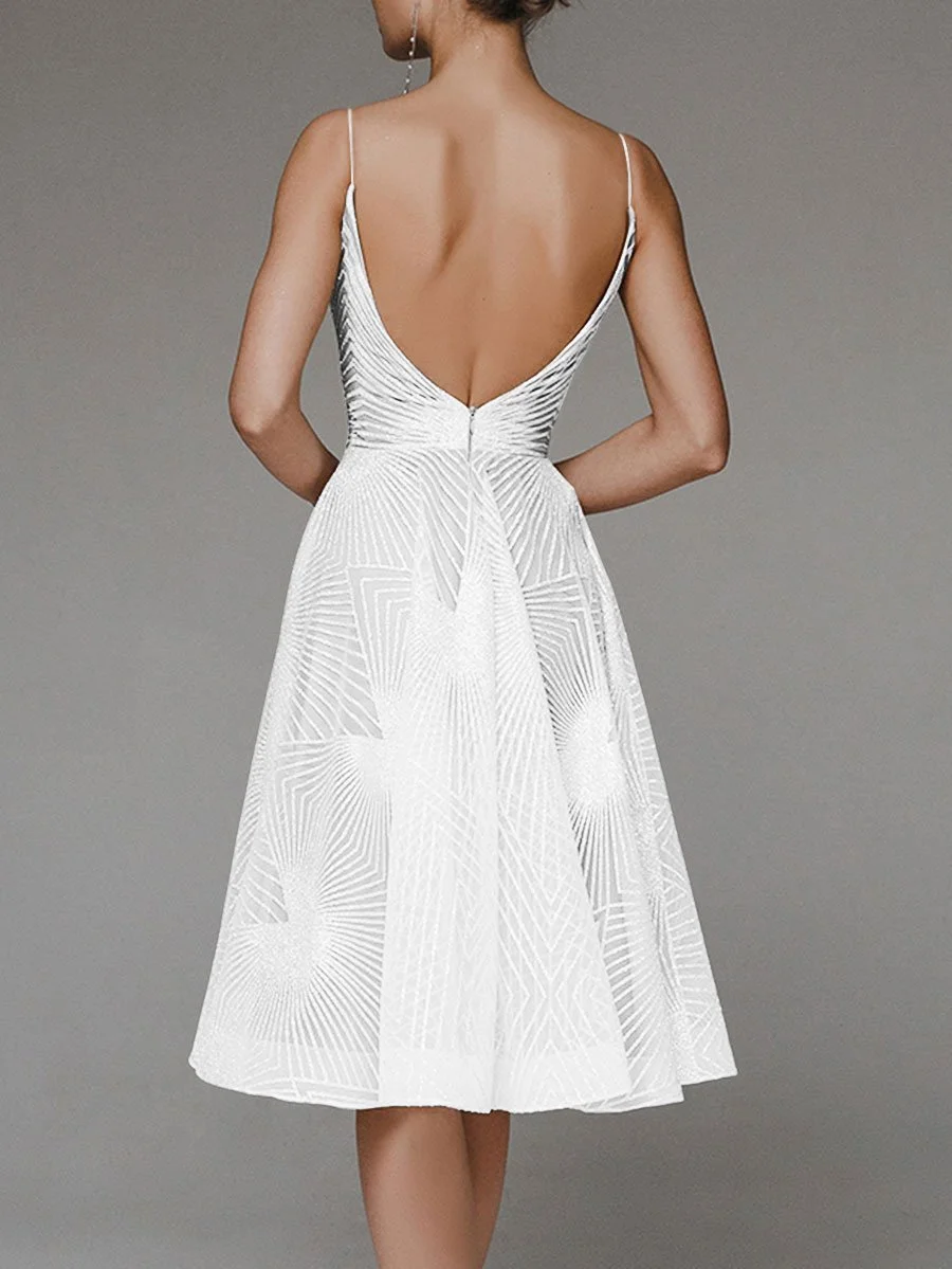 Stylish V-neck strap A-line dress