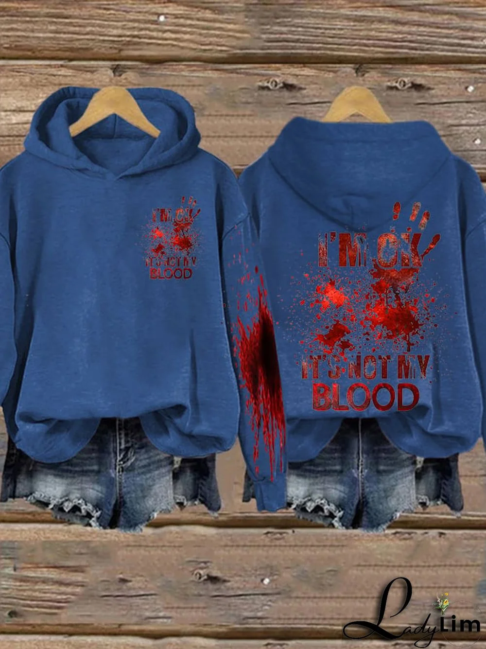 I'M Ok It'S Not My Blood Halloween Women's Printed Long Sleeve Sweatshirt