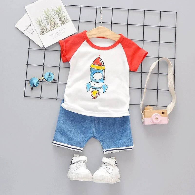Boy Summer Clothes for Baby Cartoon Set New Cute Short Sleeve T Shirt Suit Children Clothing Boys Outfit Avatar Printing