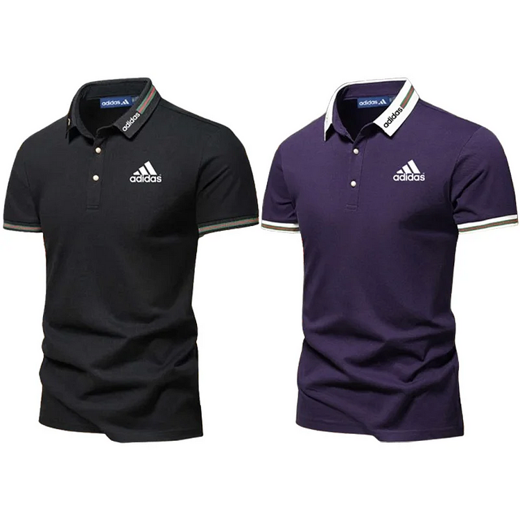 ADIDAS Sada 2 Pánské polo tričko s krátkým rukávem, prodyšné, golf, polo, pánské letní oblečení, sportovní, základní, slim fit, tričko s náprsní kapsou, polo tričko