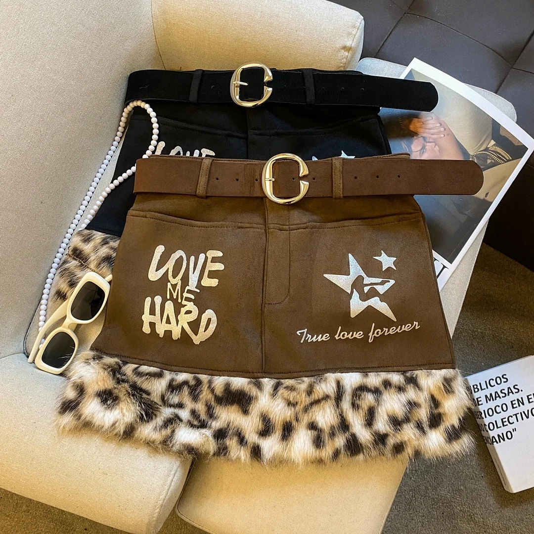 Nigikala Nigikala Girls Black Fake Two Spliced Half-Body Skirt High-Waisted Stripe Short Skirt Short Skirt 100-Fold Skirt