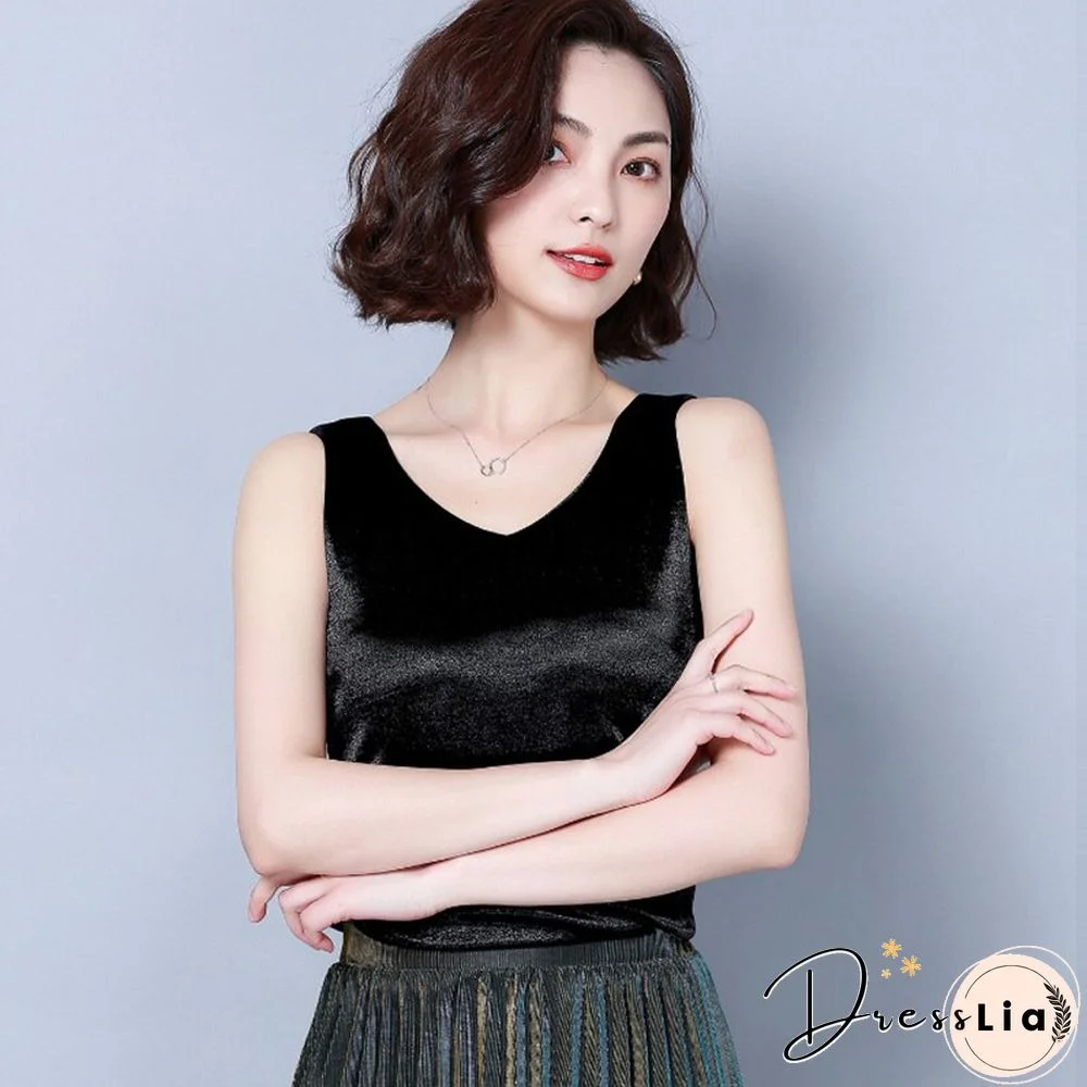 Christmas Gift Top women Summer V Neck Chiffon Vest Sleeveless Casual Blusas Tank Tops Silk Patchwork T Shirt Bottom Camisole New White