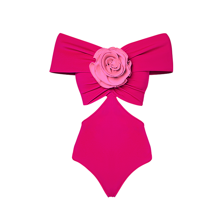 3D Flower Color Block Swimsuit and Skirt Flaxmaker