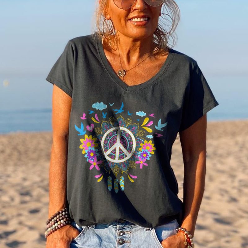 Peace And Love Floral Graphic Tees