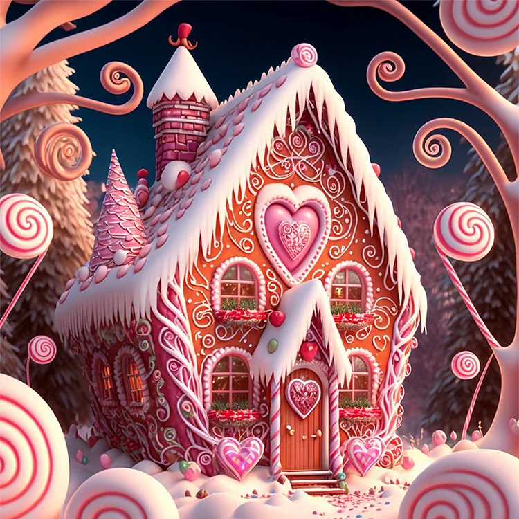 Full Round Drill Diamond Painting - Candy Gingerbread House - 40*40cm