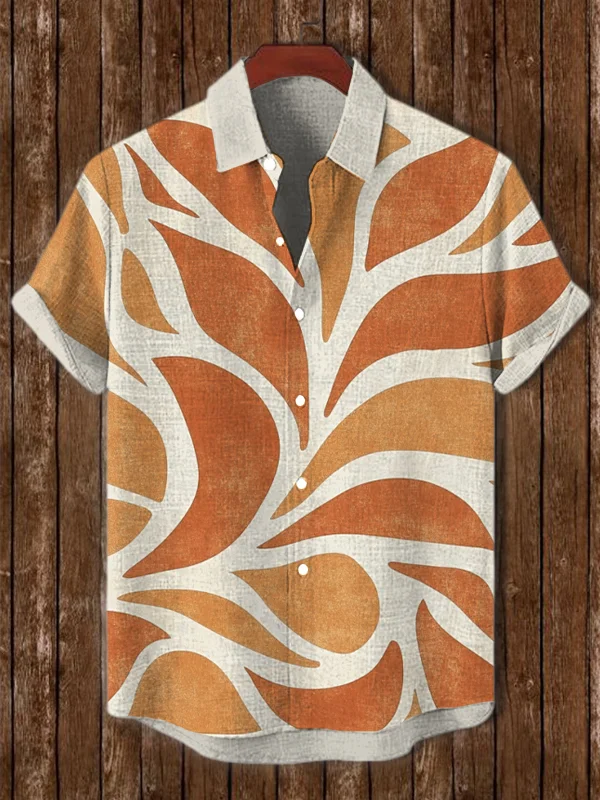 Men's Abstract Plants Art Print Short Sleeve Shirt