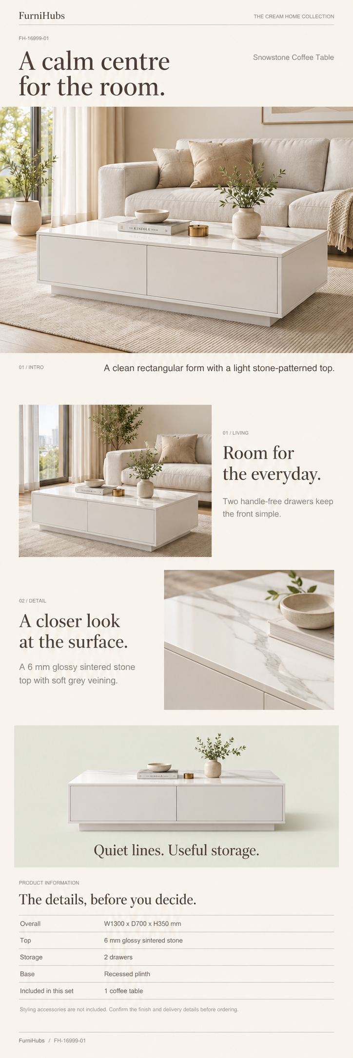 Snow White Coffee Table — Product details
