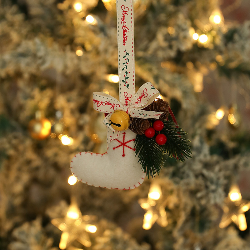 Handcrafted Christmas Plush Tree Ornament & Car Pendant Jingle Bells Decorations