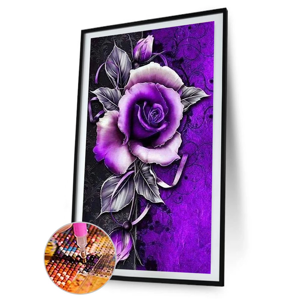 Purple Flowers-Full Round Diamond Painting(85*45cm)