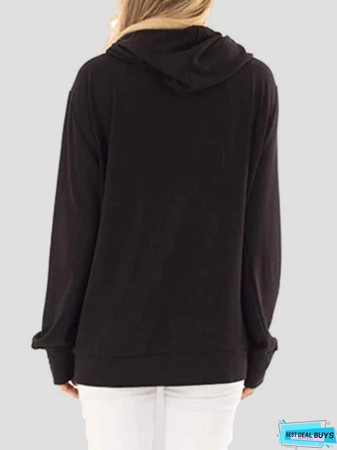 Drawstring Letter Graphic Long Sleeve Hoodie