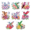 (US Only)6Pcs Flowers Hummingbird Pattern DIY Crystal Sparkling Diamond Magnets Set