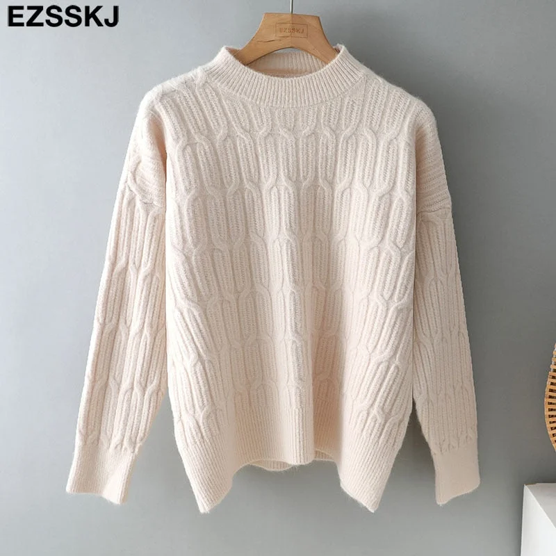 cashmere o-neck basic soft Sweater Pullovers Women winter autumn thick chic 2021 loose sweater for women long sleeve sweater