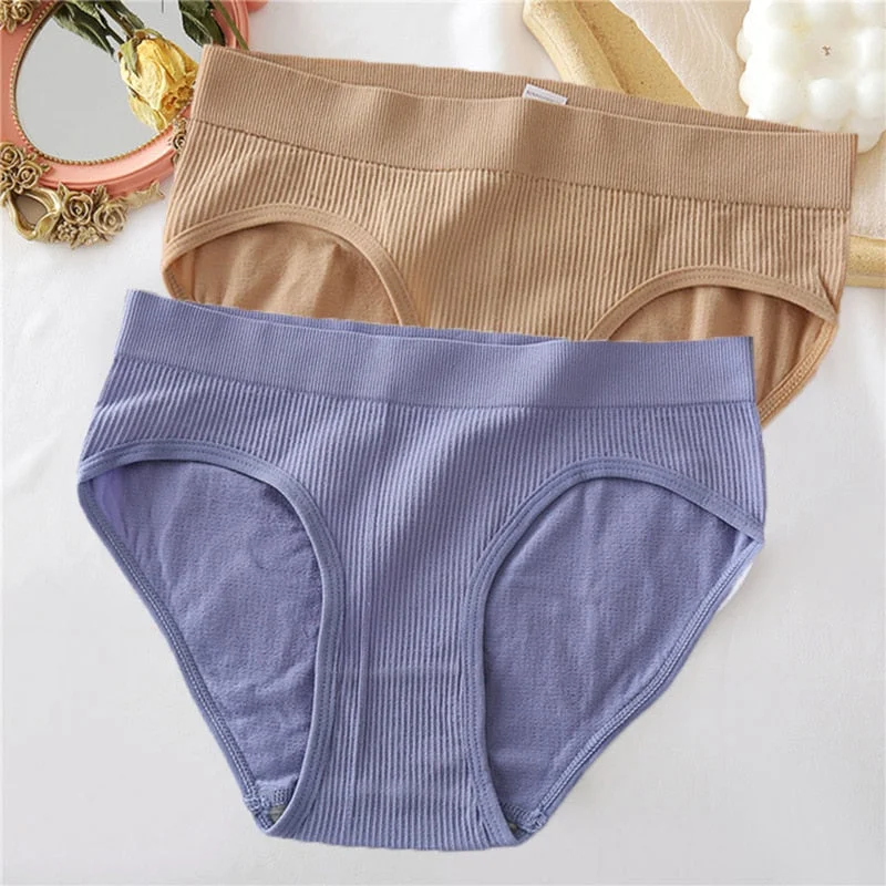 1/2PCS Seamless Panties Women Underwear Sexy Briefs Female Underpants Ladies Panties Intimate Lingerie Solid Color Girls Pantys
