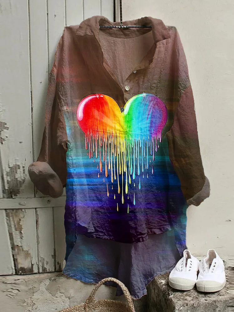 Women's Rainbow  Art  Print Casual  Shirt socialshop