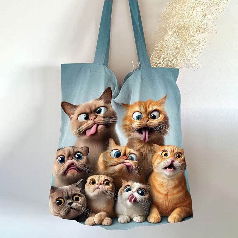 wearshes Fun Cat Print Canvas Bag