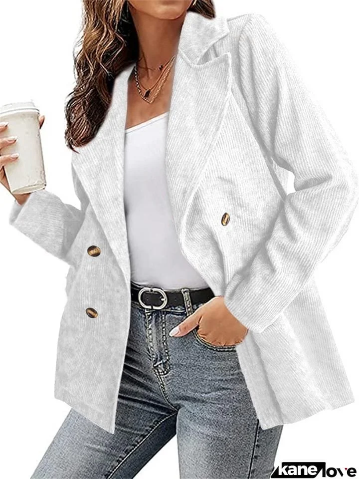 Women's Stylish Solid Color Lapel Button Up Jackets Coats