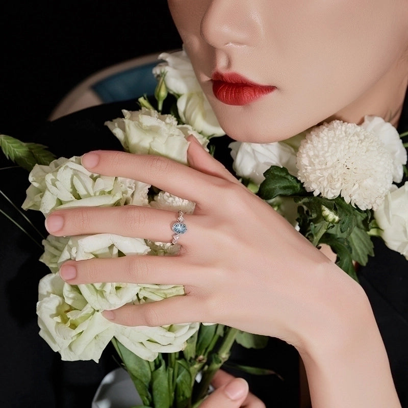 Fashion Oval Copper Rings Inlay Artificial Gemstones Copper Rings