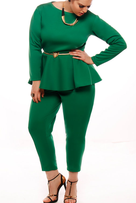 Autumn Plus Size Women's Green Fashion Set