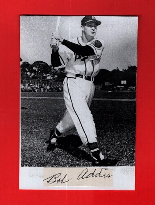 1950 BOB ADDIS-BOSTON BRAVES 4X6 AUTOGRAPHED CUT W/ Photo Poster painting-(d.2016)