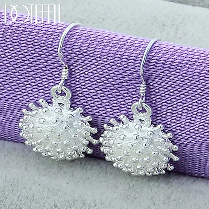 DOTEFFIL 925 Sterling Silver Firework Coral Drop Earrings For Woman Jewelry
