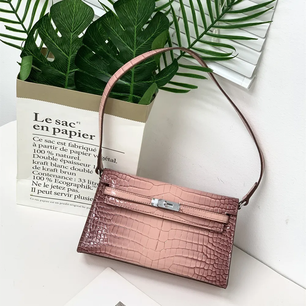 Armpit bag fashionable crocodile pattern KellyBags shoulder handbag women's shoulder bag-vocosishoes