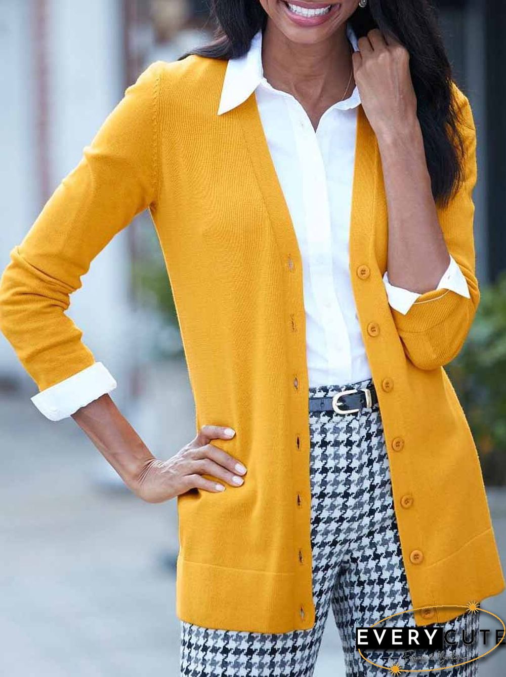 Women Casual Plain Autumn Knitted Micro-Elasticity Daily Long sleeve Regular Regular Sweater coat